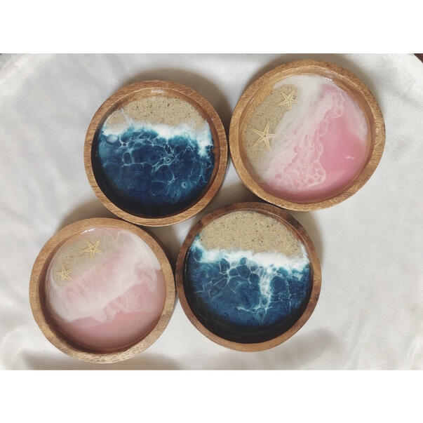 Acacia Wooden Coaster / Resin Beach Coaster